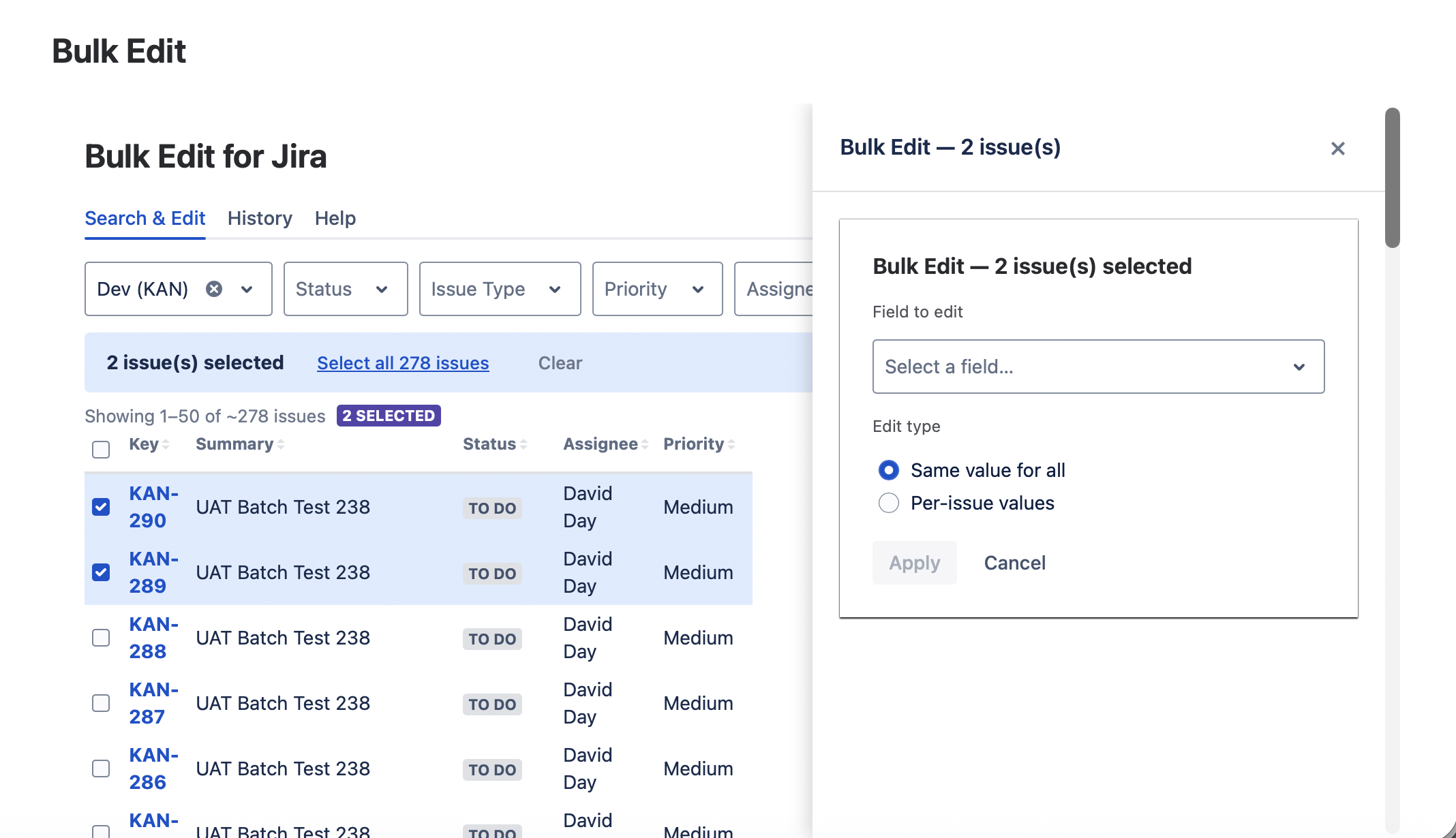 Jira Bulk Edit - Preview changes before applying bulk updates
