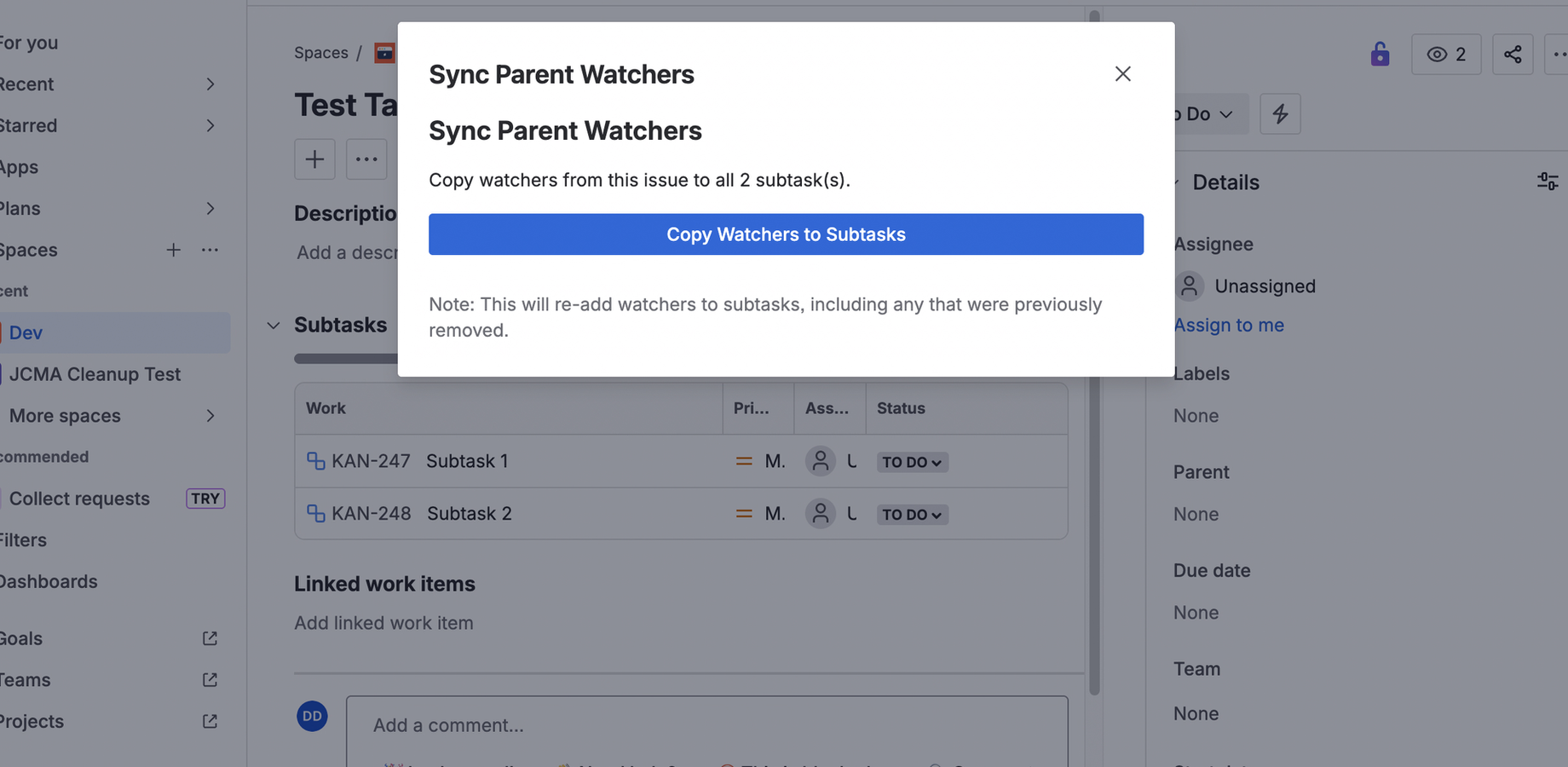 WatcherSync sync process screenshot